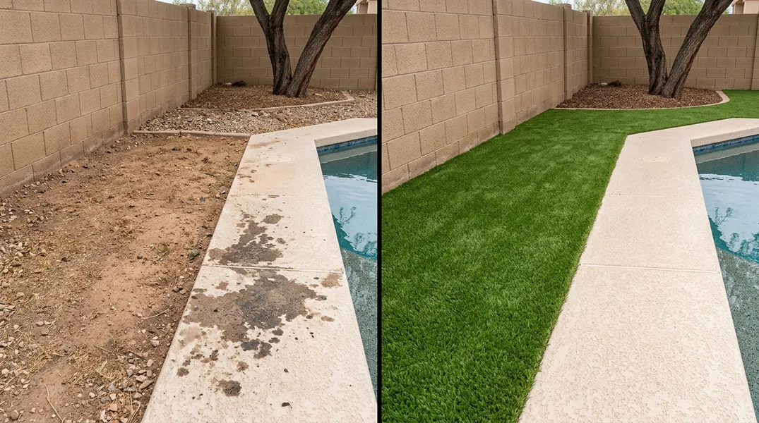 Result artificial grass installation in Tucson - Tucson Turf Installation