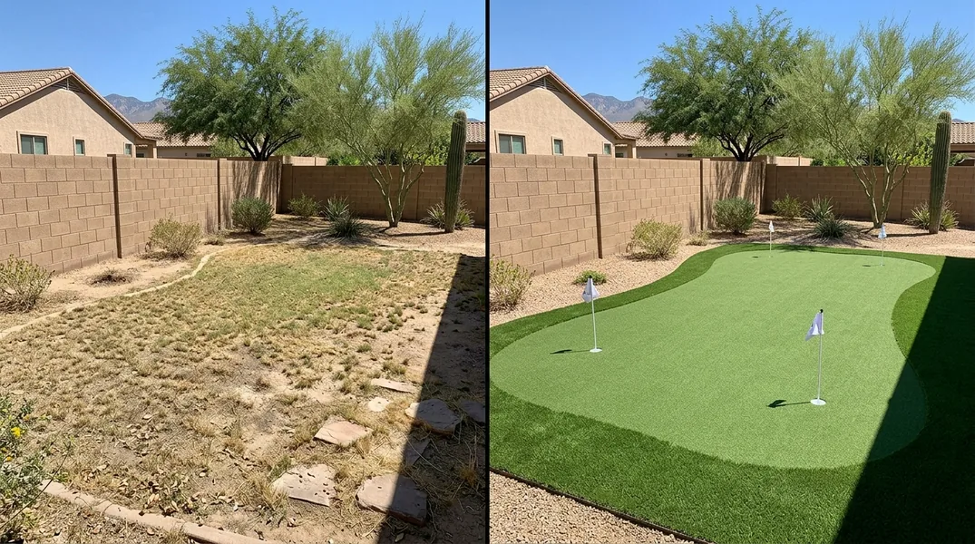 Result artificial grass installation in Tucson - Tucson Turf Installation