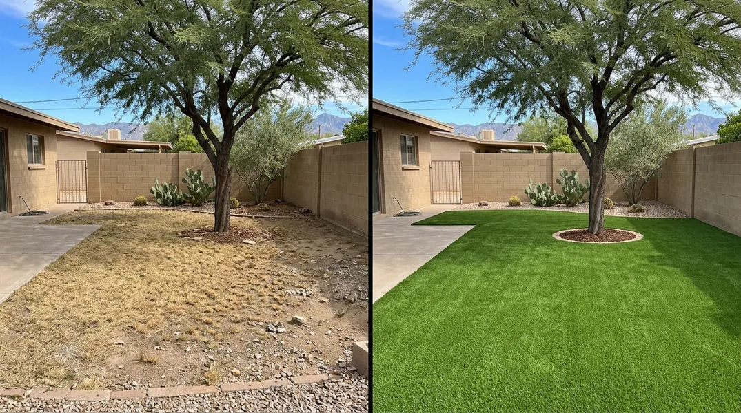 Result artificial grass installation in Tucson - Tucson Turf Installation